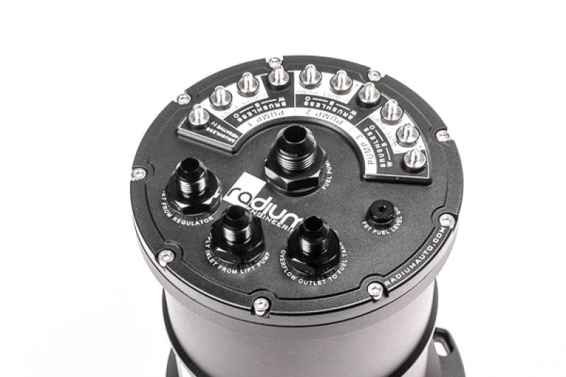 Radium Engineering Multi-Pump Fuel Surge Tank Fits Walbro GSS342 / AEM 50-1200 (Pumps Not Incl.)