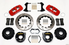 Load image into Gallery viewer, Wilwood AERO4 Rear P-Brake Kit 14.00in Drill Red Mopar/Dana 2.36in Off w/Snap Ring Bearing