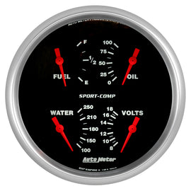 Autometer Quad 5in. 0-90 Ohm Electric Sport-Comp Gauge
