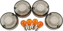Load image into Gallery viewer, Bikers Choice 86-99 FXST 86-01 FXD FXR XL Smoked Turn Signal Lens/Amber Bulb Kit Repl H-D 69306-02