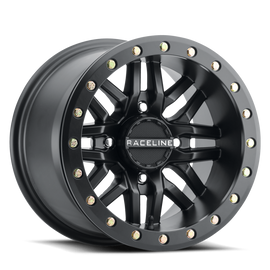 Raceline A91B Ryno 15x7in / 4x156 BP / 10mm Offset / 132.5mm Bore - Satin Black Beadlock Wheel