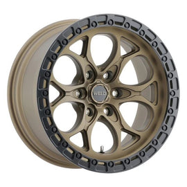 Weld W106 Ledge 6 17x9 / 6x139.7 BP / -12 Offset / 4.5 BS / 106.1 Bore Satin Bronze/Satin Black Ring