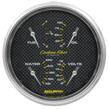 Load image into Gallery viewer, AutoMeter Carbon Fiber Quad Gauge 5in. 0 Ohm (E) - 90 Ohm (F) Electric