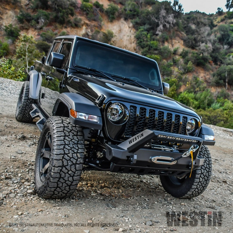 Westin 18-19 Jeep Wrangler JL WJ2 Stubby Front Bumper - Textured Black