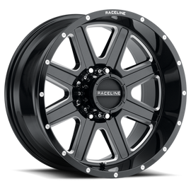 Raceline 940M Hostage 22x12in / 8x170 BP / -44mm Offset / 125.2mm Bore - Black & Milled Wheel
