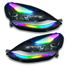 Load image into Gallery viewer, Oracle 2021+ Tesla Model 3 Dynamic ColorSHIFT  Headlight DRL Upgrade Kit