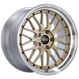 BBS LM 20x9 5x114.3 ET28 PFS Gold Center Diamond Cut Lip Wheel - 82mm PFS Required