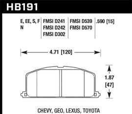 Hawk 1985 Chevrolet Nova Front ER-1 Brake Pads