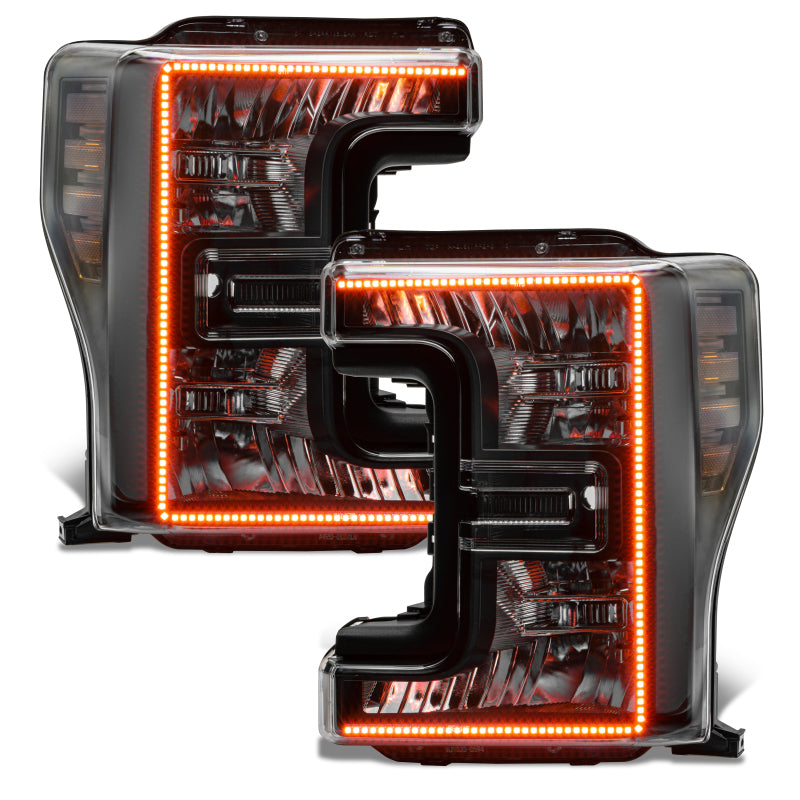 Oracle 17-19 Ford F-250 SD Dynamic Pre-Assembled Headlights - Halogen - Black Edition -