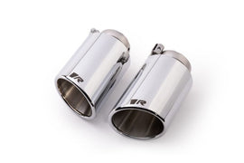 Remus Stainless Steel 102mm Angled Rolled Edge Chrome w/Adj Clamp Tail Pipe Set (Pair)