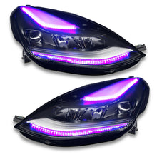 Load image into Gallery viewer, Oracle 2021+ Tesla Model 3 Dynamic ColorSHIFT  Headlight DRL Upgrade Kit