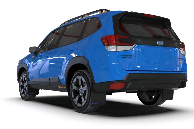 Rally Armor 22-24 Subaru Forester &amp; Wilderness Black UR Mud Flap w/Blue Logo