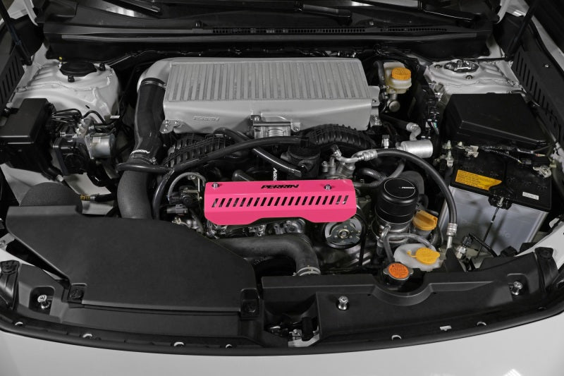 PERRIN 22-25 Subaru WRX Pulley Cover - Hyper Pink (SHORT - For Use w/PERRIN AOS)