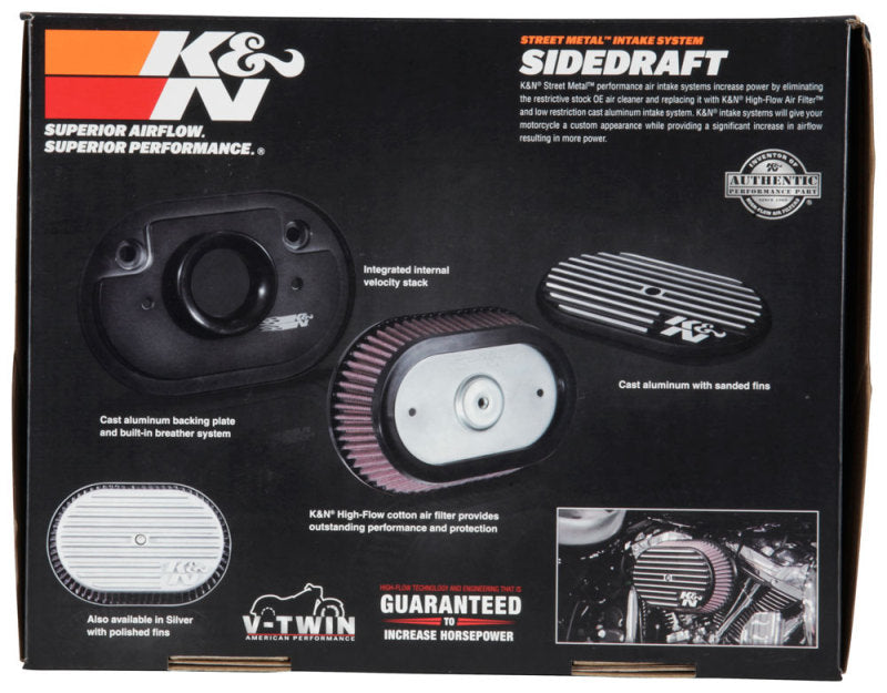 K&N Street Metal Intake System for 12-16 Harley-Davidson Road King 103cl Side Draft Touring