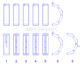 King Engine Bearings Ford 4.6L/5.4L V8 SOHC Performance Coated Main Bearing Set - Size STD