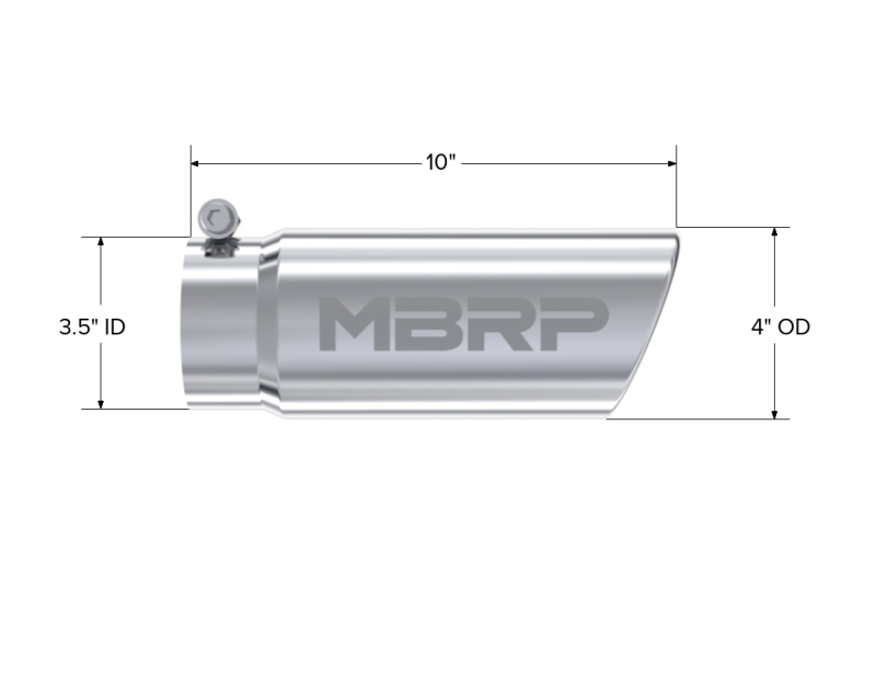 MBRP Universal Tip 4in O.D. Angled Rolled End 3.5in inlet 10 length