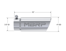 Load image into Gallery viewer, MBRP Universal Tip 4in O.D. Angled Rolled End 3.5in inlet 10 length