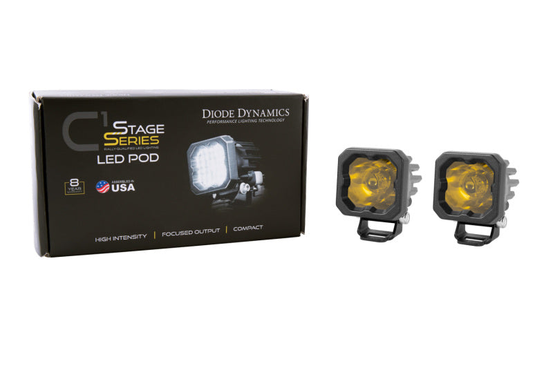 Diode Dynamics Stage Series C1 LED Pod Sport - Yellow Wide Standard ABL (Pair)