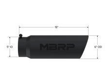 Load image into Gallery viewer, MBRP Universal Tip 6in OD Angled Rolled End 5in Inlet 18in Length Black Finish Exhaust