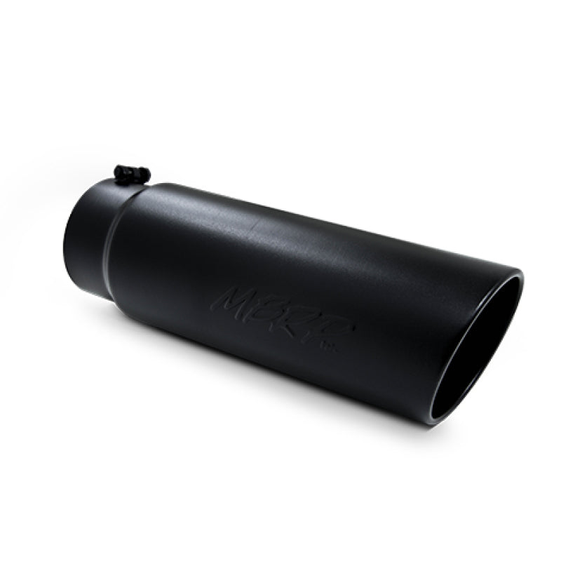 MBRP Universal Tip 6in OD Angled Rolled End 5in Inlet 18in Length Black Finish Exhaust