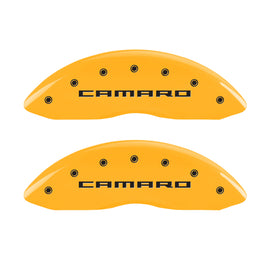 MGP 4 Caliper Covers Engraved Front & Rear Gen 5/Camaro Yellow finish black ch