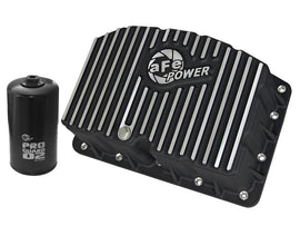 aFe Pro Series Engine Oil Pan Black w/Machined Fins; 11-16 Ford Powerstroke V8-6.7L (td)
