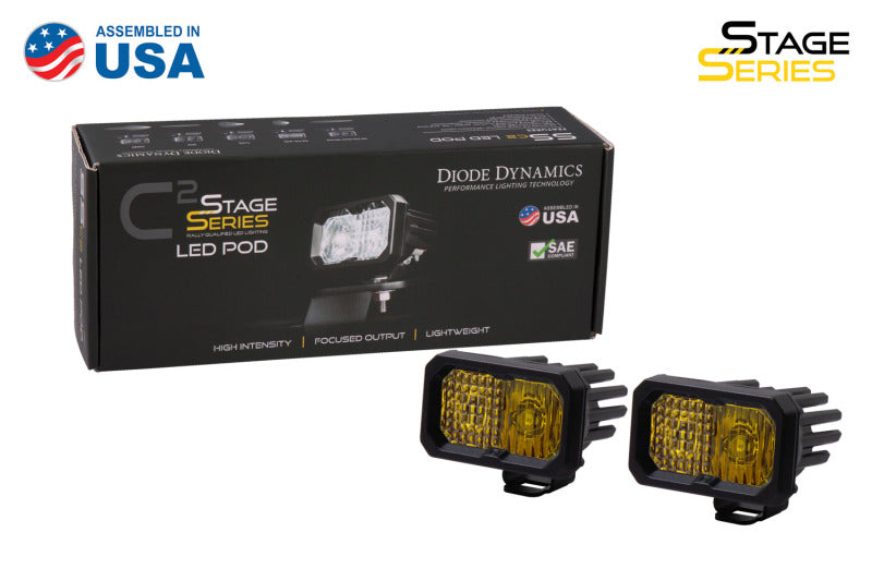 Diode Dynamics Stage Series 2 In LED Pod Pro - Yellow Fog Standard ABL (Pair)