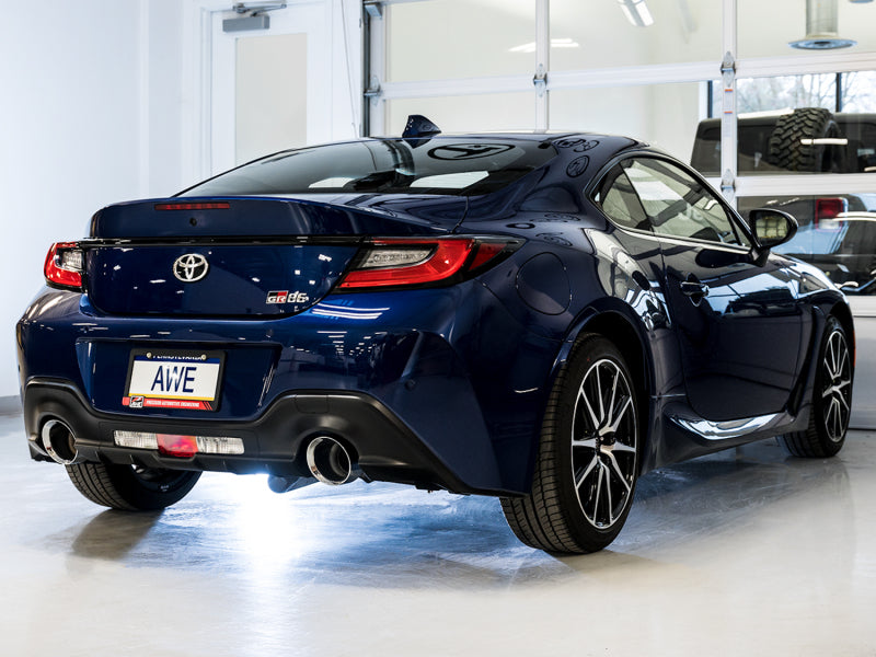 AWE Tuning Subaru BRZ/ Toyota GR86/ Toyota 86 Track Edition Cat-Back Exhaust- Chrome Silver Tips